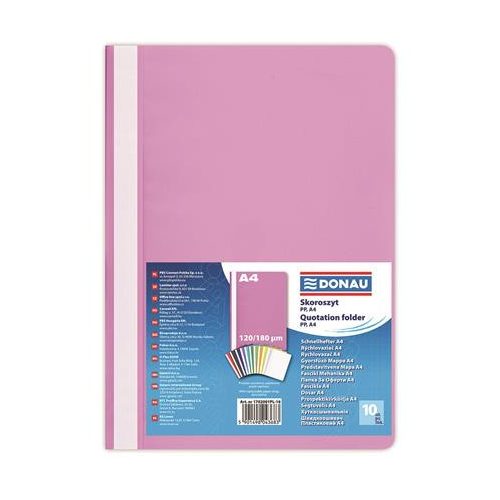 Gyorsfűző, PP, A4, DONAU, rózsaszín