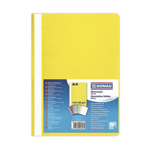 Gyorsfűző, PP, A4, DONAU, citromsárga