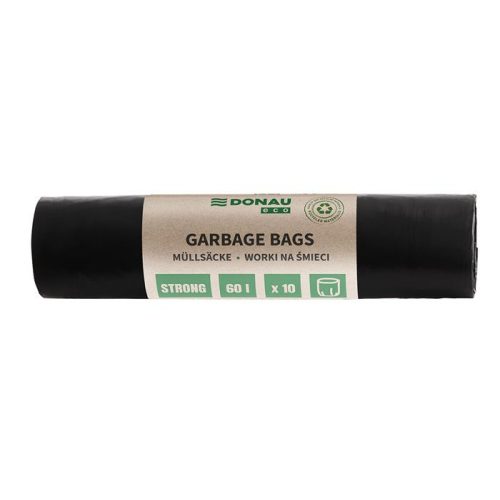 Szemeteszsák, extra erős, 60 l, 10 db, 30 µ, DONAU "Eco", fekete