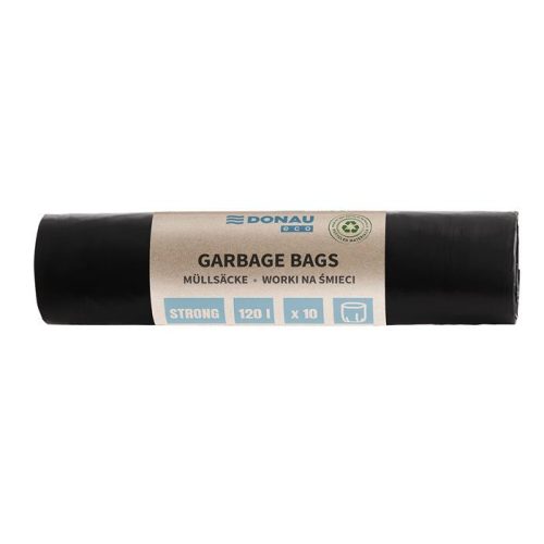 Szemeteszsák, extra erős, 120 l, 10 db, 35 µ, DONAU "Eco", fekete