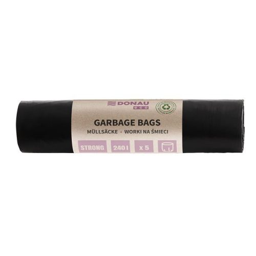 Szemeteszsák, extra erős, 240 l, 5 db, 70 µ, DONAU "Eco", fekete