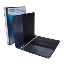   Gyűrűs könyv, panorámás, 4 gyűrű, D alakú, 44 mm, A4, PP, DONAU, fekete