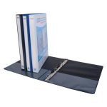 Gyűrűs könyv, panorámás, 4 gyűrű, D alakú, 44 mm, A4, PP, DONAU, kék