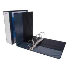   Gyűrűs könyv, panorámás, 4 gyűrű, D alakú, 80 mm, A4, PP, DONAU, fekete