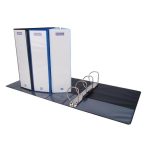 Gyűrűs könyv, panorámás, 4 gyűrű, D alakú, 80 mm, A4, PP, DONAU, kék