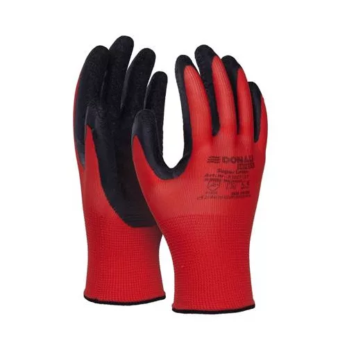 Védőkesztyű, latex, DONAU "Safety", 10/XL méret, piros