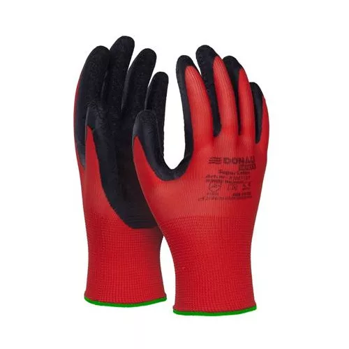 Védőkesztyű, latex, DONAU "Safety", 11/XXL méret, piros
