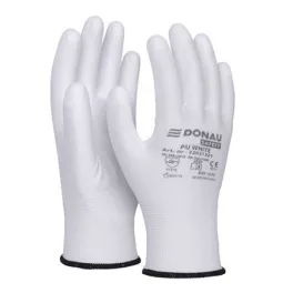   Szerelőkesztyű, PU, DONAU "Safety", 10/XL méret, fehér