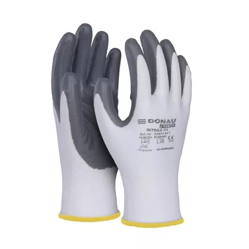 Szerelőkesztyű, nitril, DONAU "Safety 01", 8/M méret, szürke