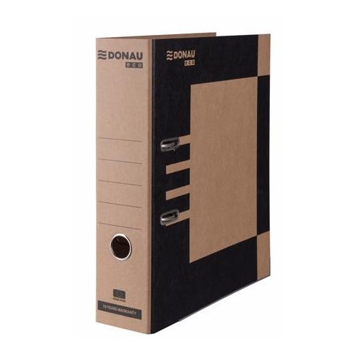Iratrendező, 80 mm, A4, karton, élvédő sínnel, DONAU "Eco", barna-fekete