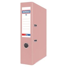   Iratrendező, 75 mm, A4, PP/karton, élvédő sínnel, DONAU "Life", pasztell rózsaszín
