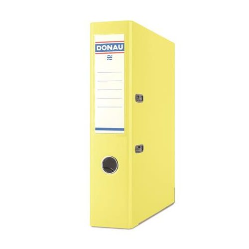 Iratrendező, 75 mm, A4, PP/karton, élvédő sínnel, DONAU "Master", citromsárga