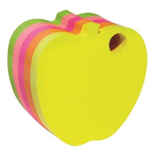 Öntapadó jegyzettömb, alma alakú, 400 lap, DONAU, vegyes neon színek