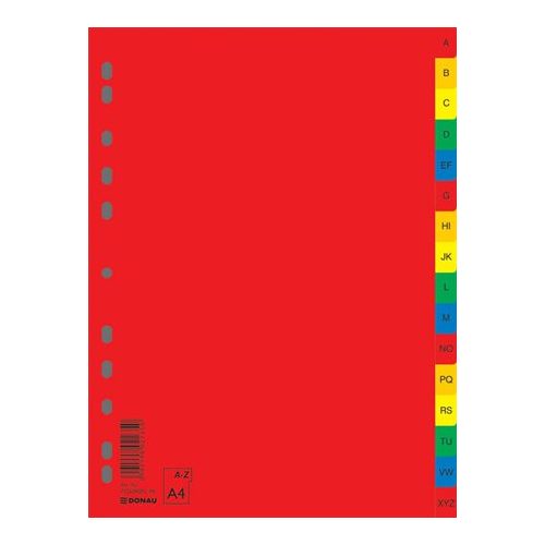 Regiszter, műanyag, A4, A-Z, DONAU, színes