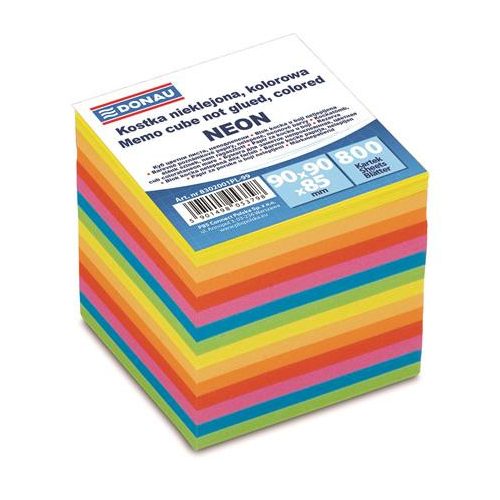 Kockatömb, utántöltő, 90x90x85 mm, DONAU, színes