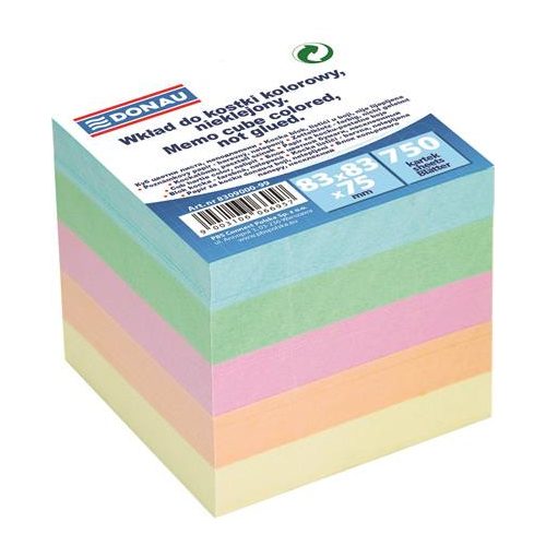 Kockatömb, utántöltő, 83x83x75 mm, DONAU, színes