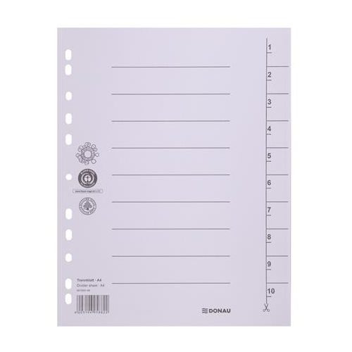 Regiszter, karton, A4, DONAU, fehér