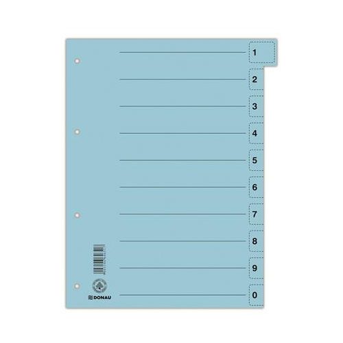 Regiszter, karton, A4, mikroperforált, DONAU, kék