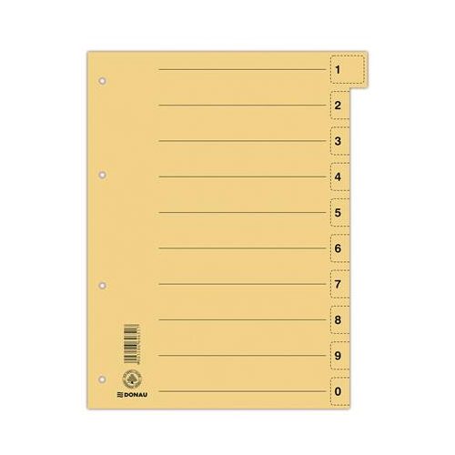 Regiszter, karton, A4, mikroperforált, DONAU, citromsárga