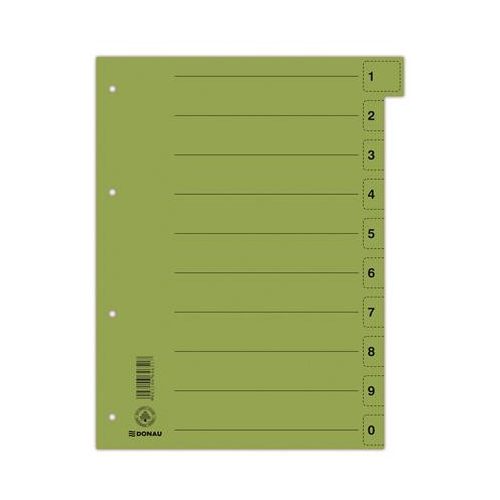 Regiszter, karton, A4, mikroperforált, DONAU, zöld