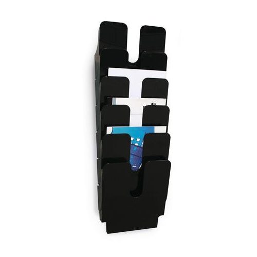 Prospektustartó, fali, álló, A4, DURABLE "FLEXIPLUS 6", fekete