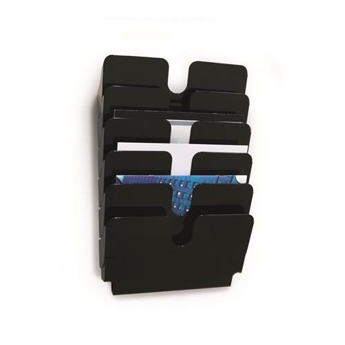 Prospektustartó, fali, fekvő, A4, DURABLE "FLEXIPLUS 6", fekete
