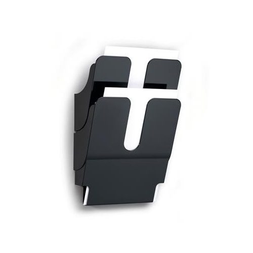 Prospektustartó, fali, álló, A4, DURABLE "FLEXIPLUS 2", fekete