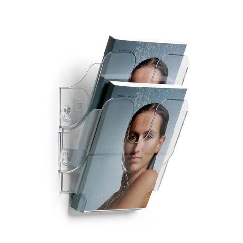 Prospektustartó, fali, álló, A5, DURABLE "FLEXIPLUS 2", áttetsző