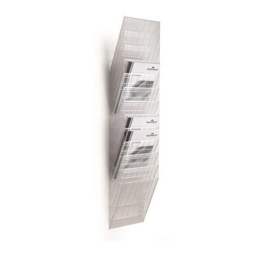 Prospektustartó, fali, álló, A4, DURABLE "FLEXIBOXX", áttetsző