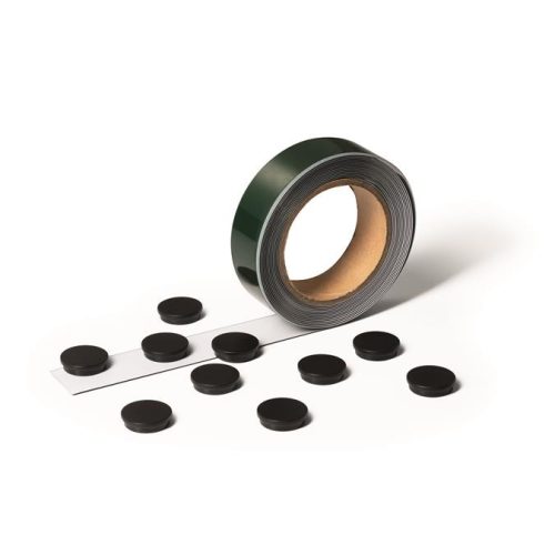 Fémszalag, öntapadó, 3,5 cm x 5 m, DURABLE, fehér, 10 db mágnessel