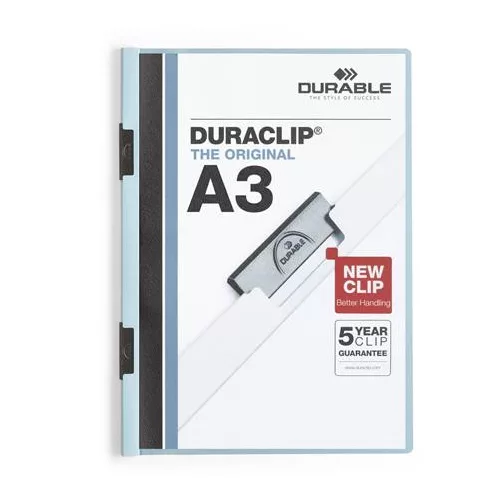 Gyorsfűző, klipes, A3, DURABLE "DURACLIP® 60", kék