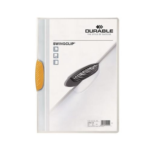 Gyorsfűző, klipes, A4, DURABLE "Swingclip® 30", sárga