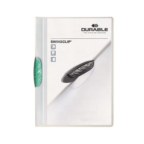 Gyorsfűző, klipes, A4, DURABLE "Swingclip® 30", sötétzöld