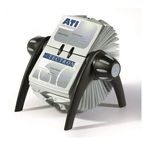 Névjegykártyatartó, műanyag, 400 db-os, forgatható, fekvő, DURABLE, "VISIFIX®", fekete