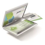 Névjegykártyatartó tárca, fém, 20 db-os, DURABLE "CARD BOX DUO", ezüst