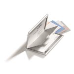 Névjegykártyatartó tárca, fém, 20 db-os, DURABLE "CARD BOX DUO", ezüst