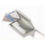 Névjegykártyatartó tárca, fém, 20 db-os, DURABLE "CARD BOX DUO", ezüst