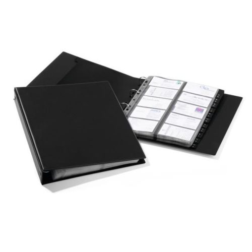 Névjegytartó, 400 db-os, gyűrűs, DURABLE "VISIFIX® Economy", fekete