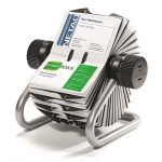 Névjegykártyatartó, fém, 400 db-os, forgatható, fekvő, DURABLE, "VISIFIX®", ezüst