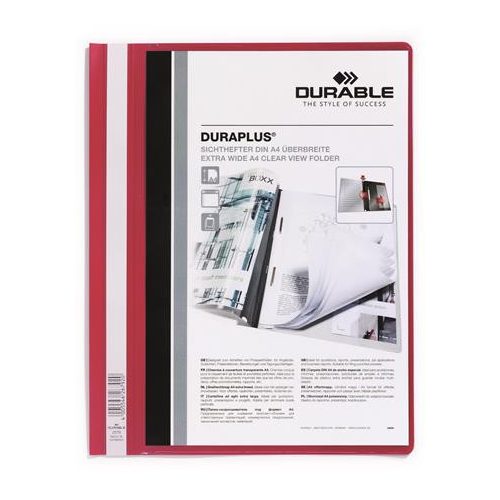 Gyorsfűző, A4, széles, panorámás, DURABLE "DURAPLUS®", piros