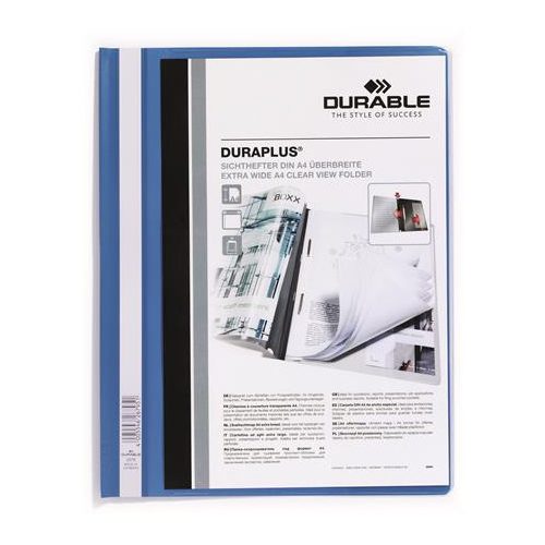 Gyorsfűző, A4, széles, panorámás, DURABLE "DURAPLUS®", kék