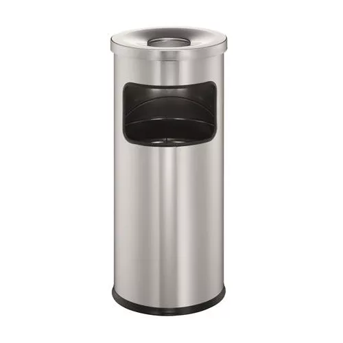 Tűzálló szemetes, kerek, hamutartóval, DURABLE "Safe", ezüst