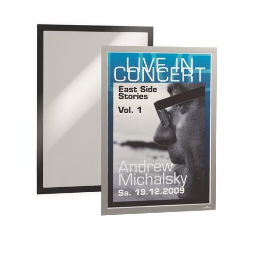 Infokeret, A3, öntapadó háttal, mágneses előlappal, DURABLE "DURAFRAME", fekete