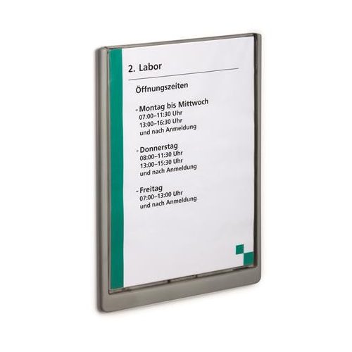 Információs tábla, 210x297 mm, DURABLE „CLICK SIGN”, szürke