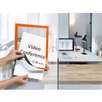 Infokeret, A4, öntapadó háttal, DURABLE "DURAFRAME®", narancs