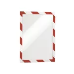 Infokeret, A4, öntapadó háttal, DURABLE "DURAFRAME SECURITY", piros-fehér