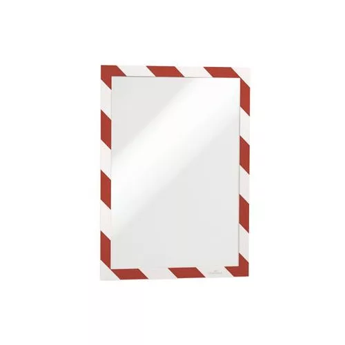 Infokeret, A4, öntapadó háttal, DURABLE "DURAFRAME SECURITY", piros-fehér