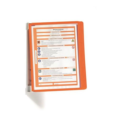 Bemutatótábla tartó, fali, 5 db bemutatótáblával, DURABLE "VARIO® WALL 5", narancssárga