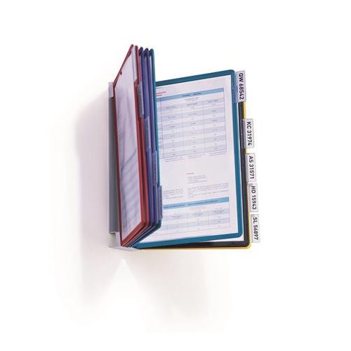 Bemutatótábla tartó, fali, 10 db bemutatótáblával, DURABLE "VARIO® WALL 10", vegyes szín