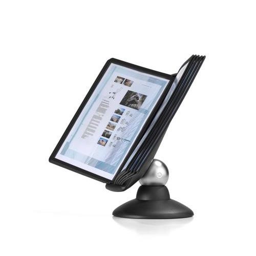 Bemutatótábla tartó, asztali, 10 db bemutatótáblával, DURABLE, "Motion", fekete